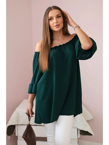 Spanish blouse with ruffles on the sleeve dark green