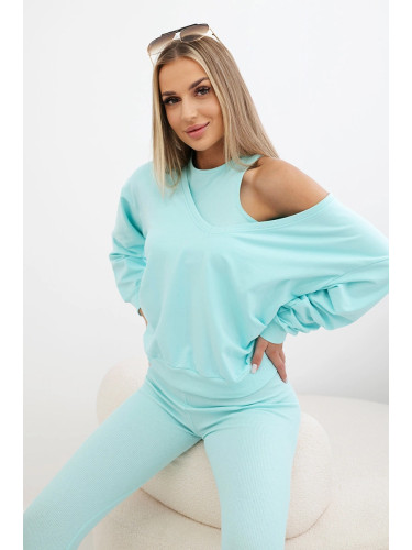 3-piece set Sweatshirt + top + leggings Mint