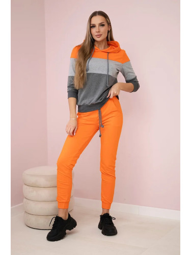 Set with colored stripes orange+gray