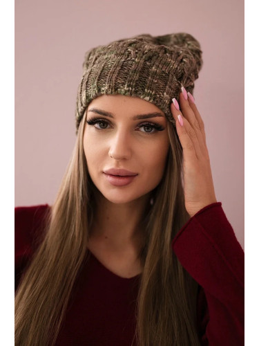 marka niezdefiniowana Cap with fleece Roksana K209 cappuccino + light khaki