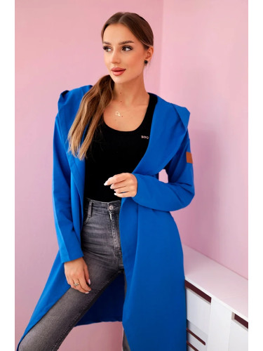 Long hooded cardigan - purple-blue
