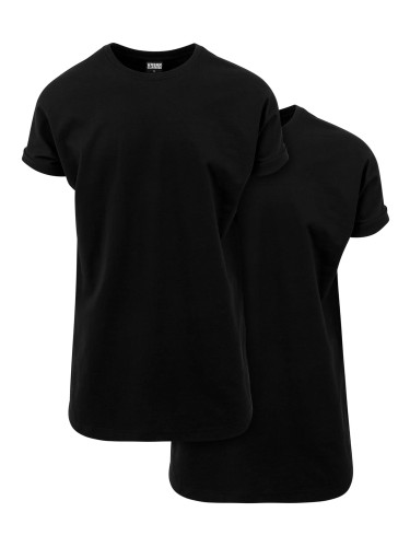 Men's T-shirts Pre-Pack Long Shaped Turnup 2-Pack black