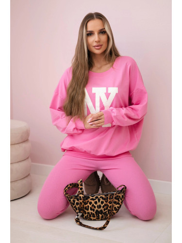 Cotton set sweatshirt + leggings pink