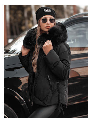 Дамско зимно яке MODIVA с качулка, черно