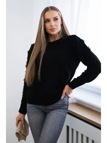 Sweater with cable weave in black