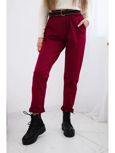 Kesi Włoski Viscose trousers with a fine pattern burgundy
