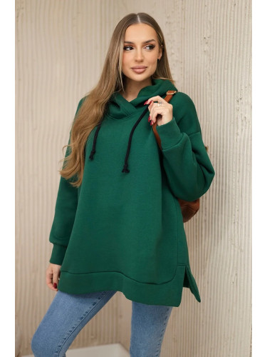 Insulated sweatshirt with side zipper dark green