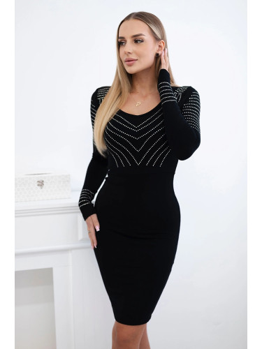 Knitted dress with a silver pattern black