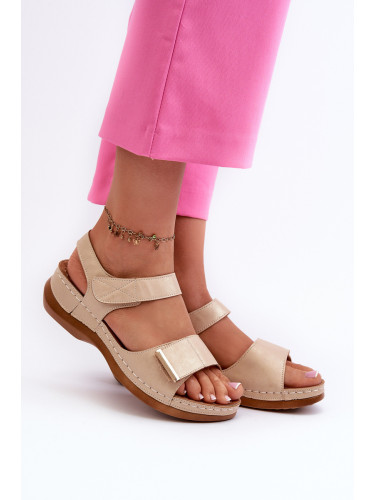 PE1 Удобни дамски сандали с велкро бежови Iphiope