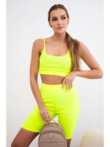 Set of high-waisted trousers in yellow neon colour