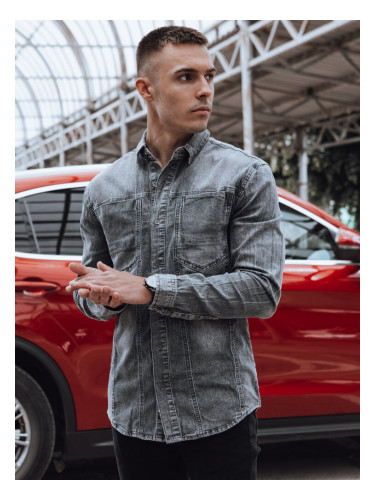 Koszula jeansowa męska szara Dstreet