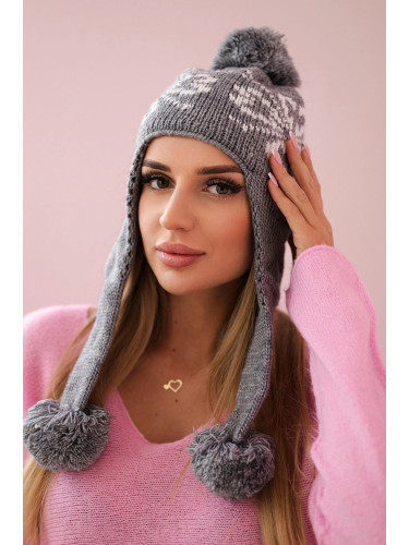 Kesi Women's long eared cap Balbina K381 dark grey