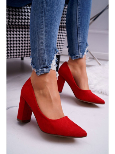 WS1 Дамски велурени обувки Stiletto Red Florena