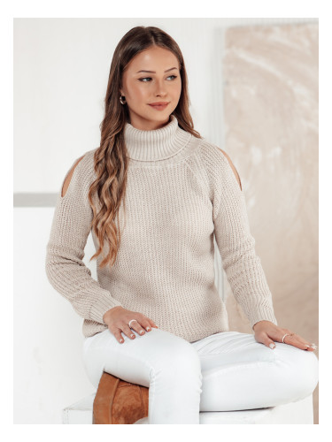 Дамски пуловер GOLFIVA с поло яка, бежов