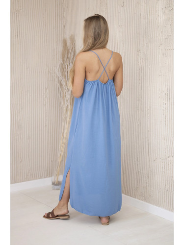 Long dress with straps denim