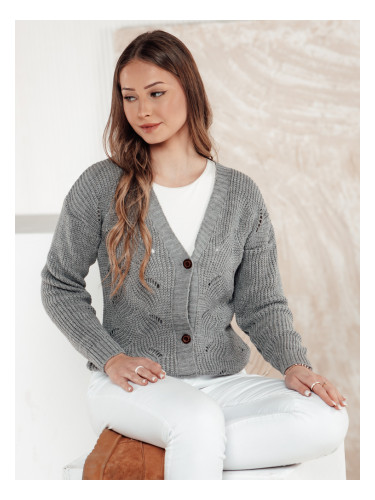 Отворен пуловер KNITVIA светло сив