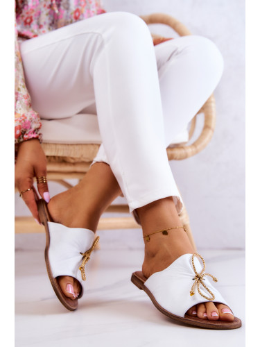 Бели дамски чехли Zazoo Leather 2659