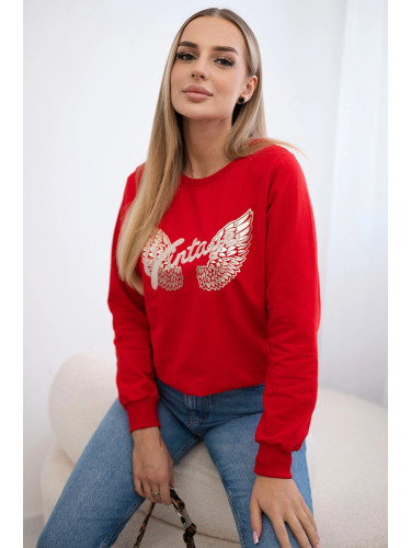 Red sweatshirt with print