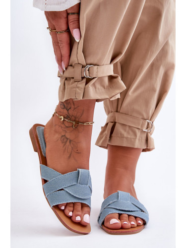 Boto Дамски чехли от плат Светло сини Aversa