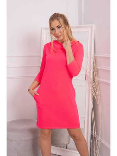 Dress with hood and pockets pink neon