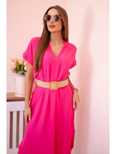 Kesi Włoski Dress with a decorative belt pink