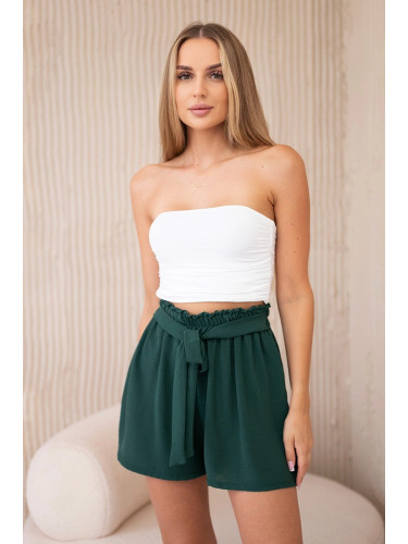 Viscose shorts tied at the waist dark green