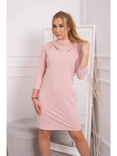Dress with hood and pockets dark powder pink