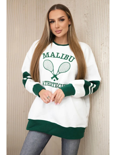Malibu insulated sweatshirt ecru + dark green