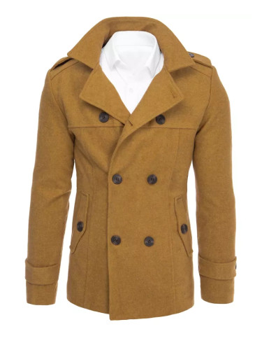 Płaszcz męski dwurzędowy piaskowy Dstreet