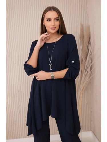 Kesi Włoski Set of blouse + pants with pendant navy blue