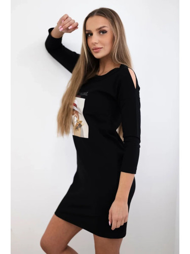 Black dress with basket print