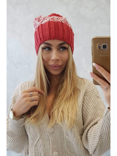 Kesi Cap with fleece Milano K203 ecru melange+red