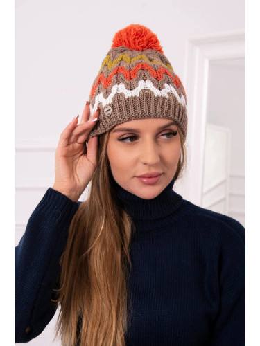 marka niezdefiniowana Women's cap Laila K283 dark beige+kiwi