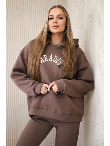 Cotton set with embroidered Paradise mocca inscription