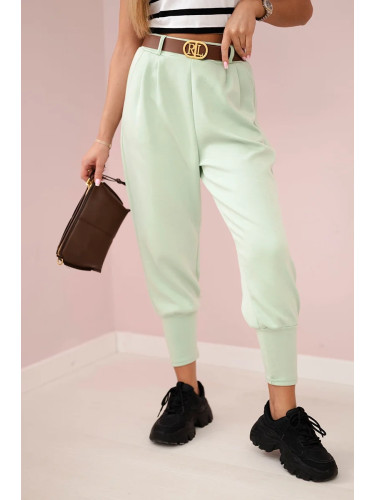 Kesi Włoski Pants with belt and pockets buttery-fabric dark mint