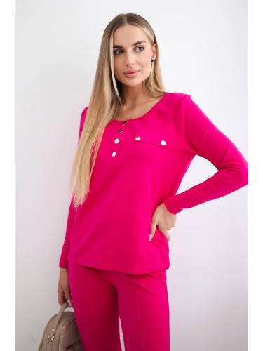 Set with fuchsia press stud neckline