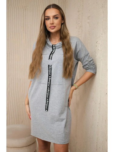 Dress with tie gray
