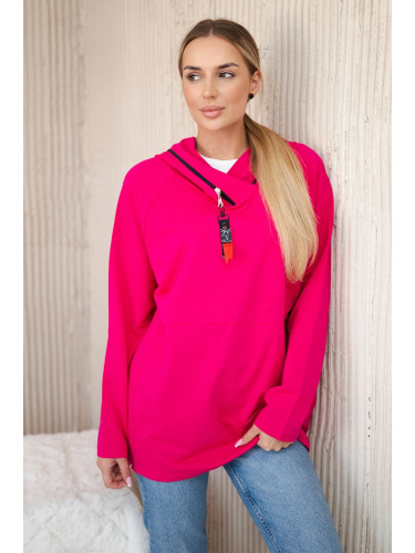 Tunic with zipper on hood Oversize fuchsia