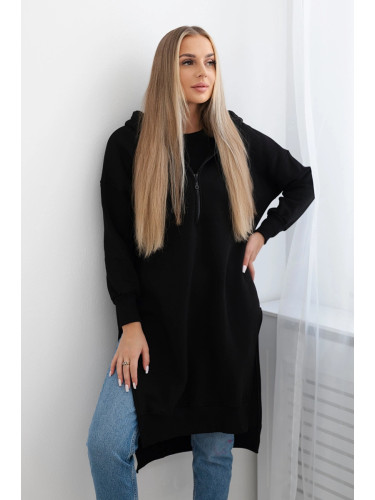 Insulated sweatshirt with slits on the sides black