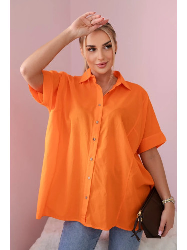 Cotton shirt with short sleeves in orange color