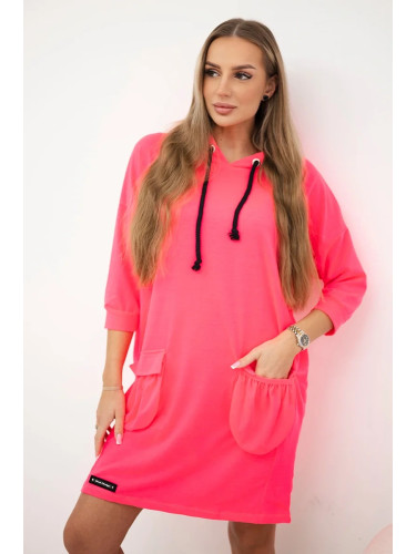 Pink neon dress with hood