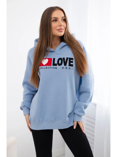 Cotton insulated hoodie in blue