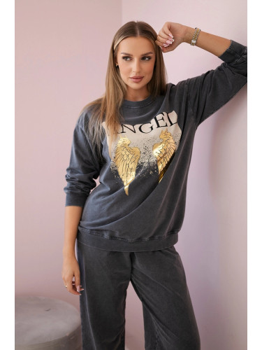 Kesi Włoski Cotton set Angel sweatshirt + pants Graphite