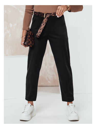 Дамски черни чинос панталони с колан