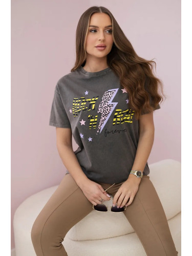 Brown rubbed cotton blouse Rock n roll