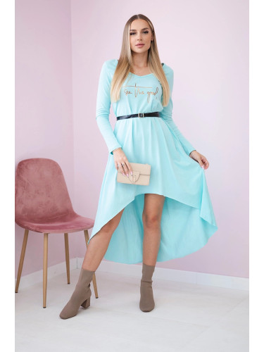 Dress with decorative belt and mint inscription