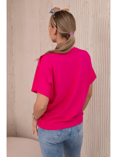 Cotton blouse with decorative fuchsia bow