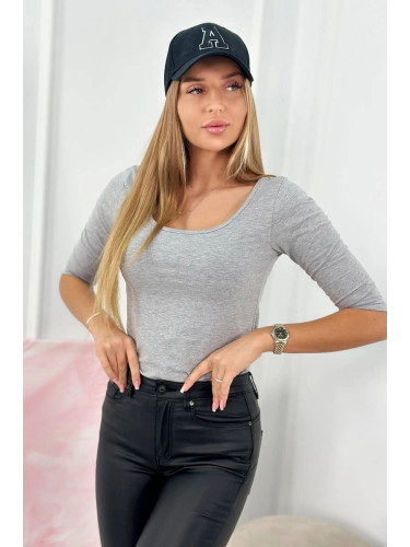 Blouse with round neckline gray melange