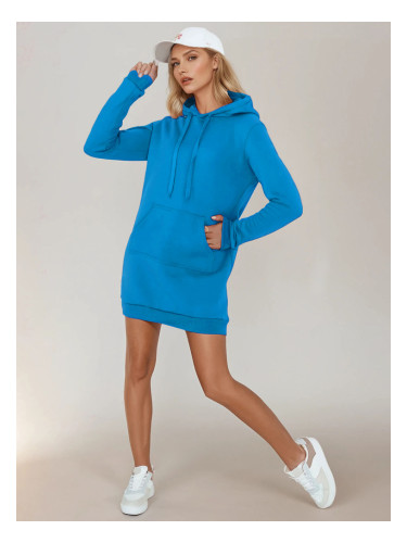 Дамски дълъг суичър с качулка TIMMY син