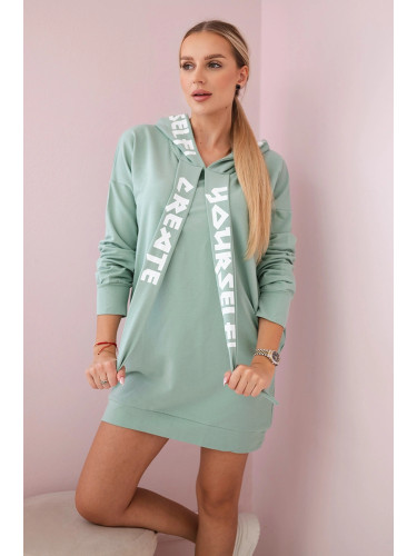 Oversize dark mint hooded dress
